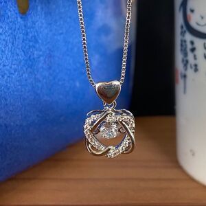 Dainty Double Heart Silver Swarovski Crystal